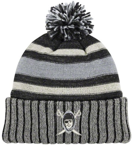 NFL Men's Classics Cuffed Pom Knit Hat - KD97Z (Oakland Raiders, One Size Fits All)