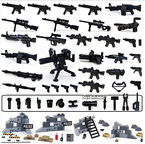 BuildingBricksBlock S.W.A.T Weapons/RPG/M4Gun/Bomb/Sandbag/Shield City Battlefield Action Figure Assemble in OPP Bag Without BOX
