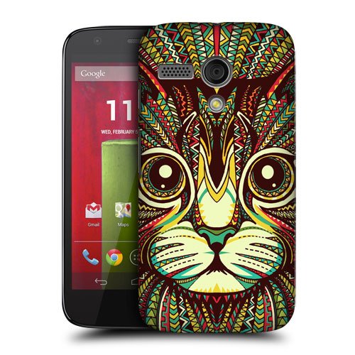 Head Case Designs Kitten Aztec Animal Faces Protective Snap-on Hard Back Case Cover for Motorola Moto G