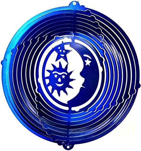12" Sun-Moon-Star Wind Spinner Blue. Home and Garden.