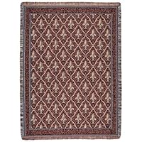Red Traditional Fleur De Lis Pattern Tapestry Throw Blanket 50 x 70
