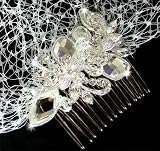 Wedding Bridal Cage Veil with Crystal Floral Comb 460W