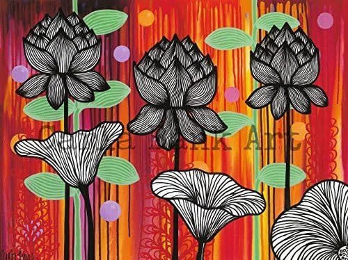 Serenity lotus original acrylic painting by Carla Bank Art