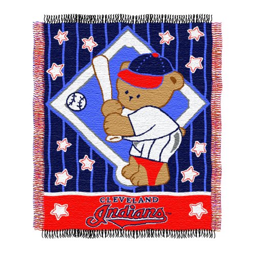 MLB Cleveland Indians 36-Inch-by-46-Inch Woven Jacquard Baby Throw