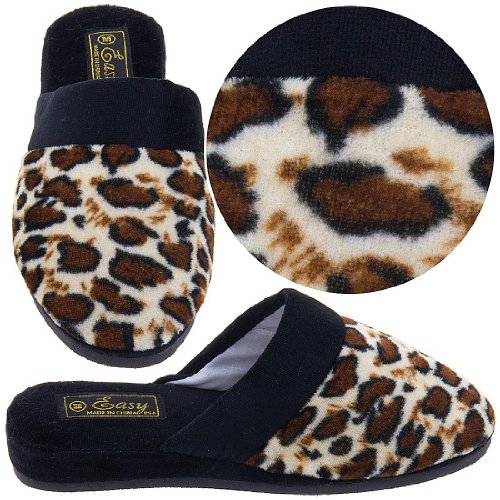 Black Leopard Print Slippers for Women