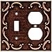 Brainerd 64275 French Lace Single Toggle Switch/Duplex Outlet Wall Plate / Switch Plate / Cover, Sponged Copper