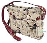 Tapestry Ladies Petite Adjustable Across body Shoulder Messenger Bag (Cafe) - Gobelin Style