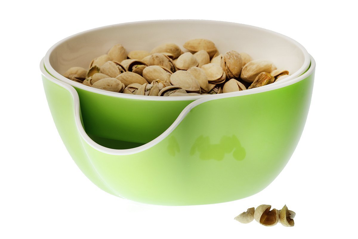 Wowly Pistachio Bowl Double Dish Nut Bowl Shell Nuts Snack Storage Free