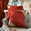 Set of 2 Sari Fabric Rust Decorative Pillow Covers (India)