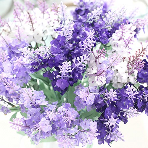 Jinl 6 bundles artificial flower purple lavender bouquet for home…