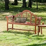 buy outdoor furniture-Outdoor Bench with Arched Back in Dark Brown Finish