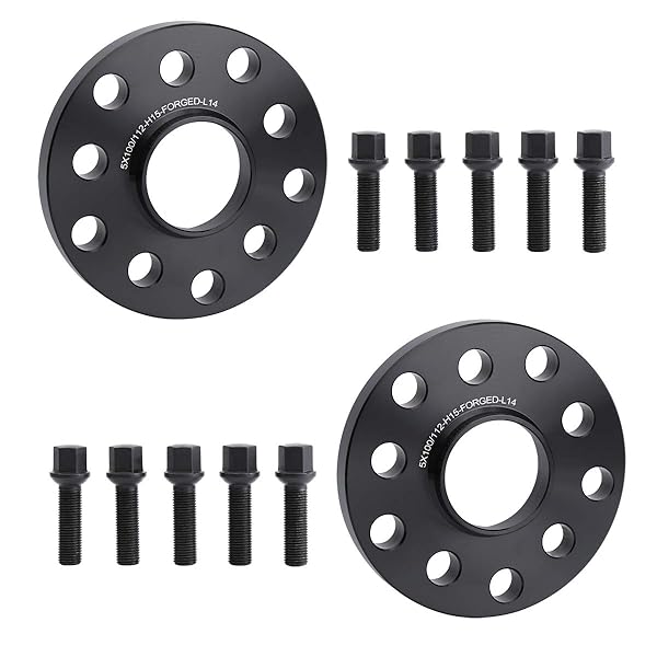 Pernos M14X1.5 Negro Audi A3 A4 A6 5X112 57. 4 X 15 mm Negro Aleación Separadores De Rueda