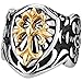 Men's Vintage Gothic Biker Celtic Cross Fleur De Lis Shield Stainless Steel Ring Band Silver Black Gold