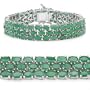14 Karat Endicron 27.30 Carat Genuine Emerald Oval 3-Line Silver Bracelet
