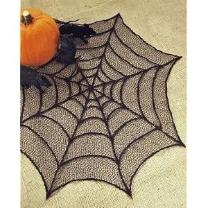 Black Set of 2 Heritage Lace Spider Web 20-Inch Round Doily