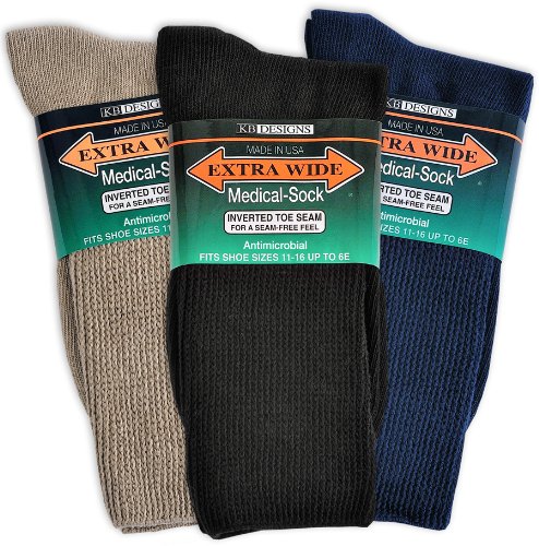 Extra-Wide Medical (Diabetic) Socks for Men (11-16 (up to 6E wide), Variety)