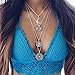 Kercisbeauty Boho Multi layer Silver Long Necklace for Women and Teen Girls with Moon Elephant Rune Pendant Choker Party Jewelry