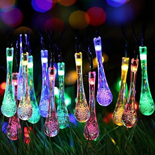 New Multi Color 30Led LED Solar Water Drop String Light For Christmas Party Garden Tree Decorative LA set025
