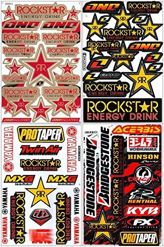 Lot of 4 Sheets, Rockstar Energy Sticker Car Racing Motorcross Decal Motorcycle Truck Graphic Logo Bicycle Bike Stickers