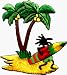 Rastafarian Jamaican Guy with Surfboard and Trees - Embroidered Iron On or Sew On Patch (Rasta Surfer)