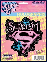 Supergirl Butterfly and Stars Pink Decal Sticker 6"x8