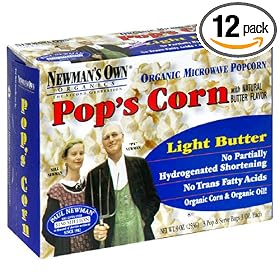 Newman�s Own� Organics Pop's Corn Organic Microwave Popcorn, Light Butter, 9-Ounce Boxes (Pack of 12)