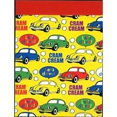 bunte Autos Mini Notizblock Cram Cream