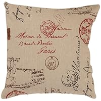 Pillow Perfect Linen/Red French Postale 18-Inch Throw Pillow