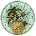 Springfield Precision Instruments Model 91415 14" Poly Resin Palm Trees Clock with Thermometer