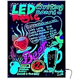 HOMDOX DIY Flashing Illuminated Erasable Neon LED Message Writing Board Restaurant Menu Sign with LED Color Control Button Signal Display- 8 Colored Fluorescent Markers 32.4'' x 22.2''