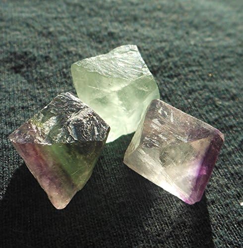 75 Ct / 3 Pieces Natural Fluorite Octahedron Crystal Rock Gemstone Specimens Set of 3 from Mexico