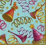 Caspari Set of 2 Celebrate! Set of 20 Paper Cocktail Napkins, Turquoise