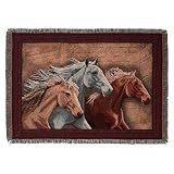 Review Manual Woodworkers  / Throw - Three Horses (68x51