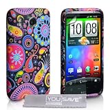 Yousave Accessories TM Mehrfabiges Rot Schwarz Rosa Gelb Quellen Gel - Silikon Schutzhülle / Tasche Für Das HTC Desire HD Mit Displayschutzfolie