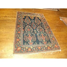 Handmade Iranian Antique Kashan Rug 4'4'x6'6' by Oscar Isberian Rugs