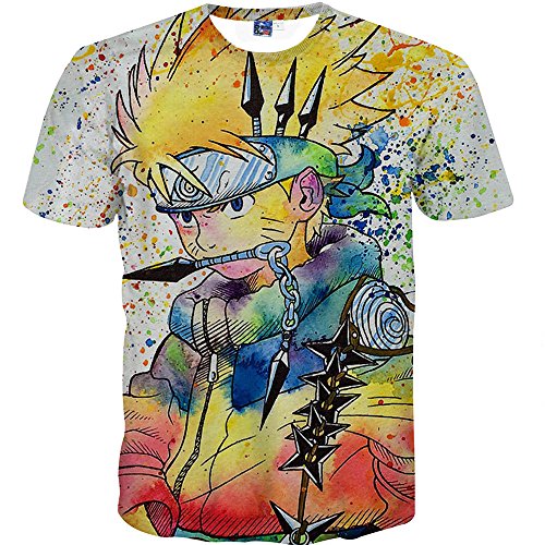 Nemolemon Men's Fashion 3D Print Uzumaki Naruto Casual Cartoon T-Shirts