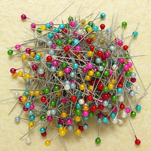 Straight Pins with Head Round Blending Pearl Head Dressmaking Weddings Corsage Sewing Pin Bulk Craft Embroidery Decorative 1 set of 800 Pcs (Multicolor)