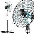 Arendo Standventilator / Standlüfter | 40cm Standwindmaschine | höhenverstellbarer Standfuß | Neigungswinkel verstellbar | Leistungsaufnahme 50W | hoher Luftdurchsatz | 3 verschiedene Geschwindigkeitsstufen | sehr leises Betriebsgeräusch | Oszillationsfunktion ca. 80° (zuschaltbar) | Farbe: schwarz