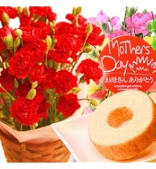 【まだ間に合う】母の日ギフト 花鉢カーネーション 花とセット 花とスイーツセット 人気グルメギフト(赤色の生花)【5/9〜12お届】