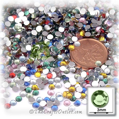 1440pc Rhinestones Round 3mm - 10ss Solid Assortment 