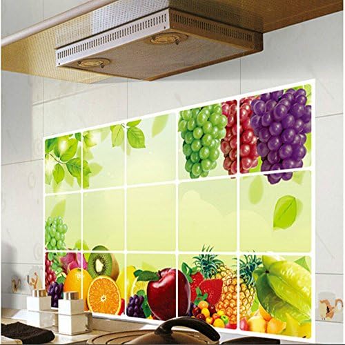 Fruit Grapes Background Kitchen Stickers Oil Proof Waterproof Tile Wall Sticker