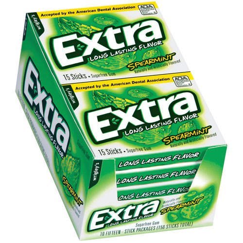 Wrigley's Extra Spearmint Gum Slim Pack 15 ct (Pack of 10)