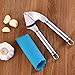 Icicle Design Garlic Press and Peeler Set - 304 Stainless Steel Garlic Mincer and Blue Silicone Tube Roller