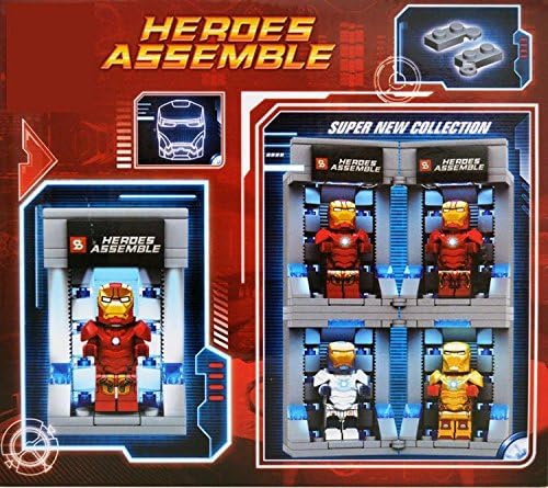 New Hot 4 Set Iron man Hall of Armor Hangar Base Minifigures Building Blocks Toy