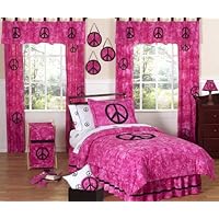 Pink Groovy Peace Sign Tie Dye Children's Bedding - 3pc Full / Queen Set