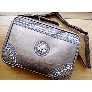 Bronze Tooled Leather Like Portfolio Designer Fashioned for Women Ipad 2 Case Cover