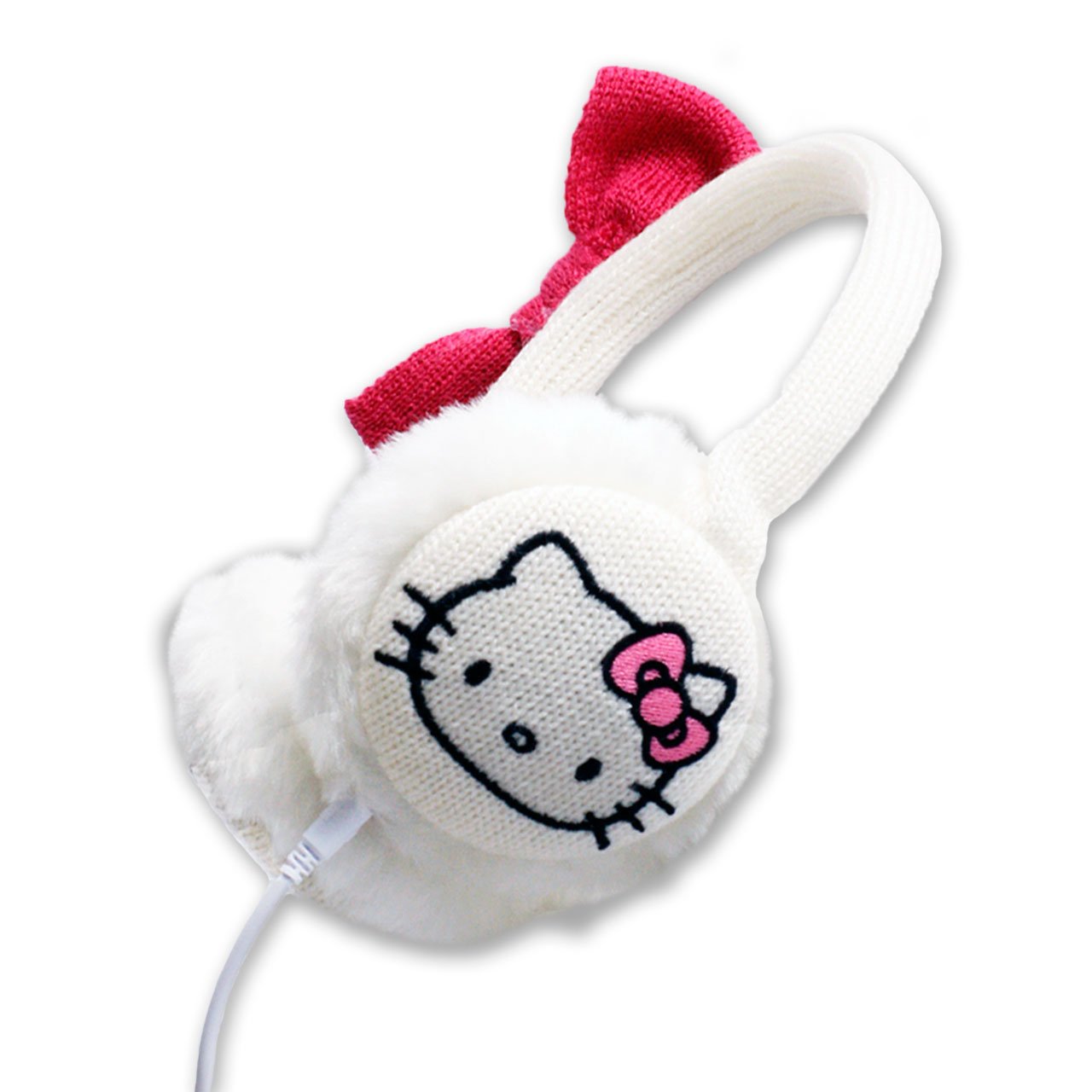 Hello Kitty Headphones Cosy Knitted Quilted Ear Muff Kids Removable Cable White eBay