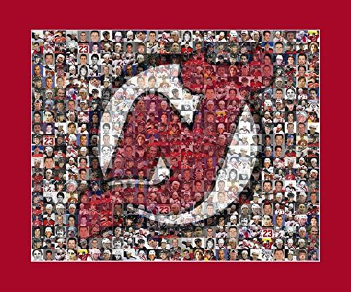 NHL New Jersey Devils Photo Mosaic Print Designed Using Over 60 Devils Player Images. 8x10" Matted