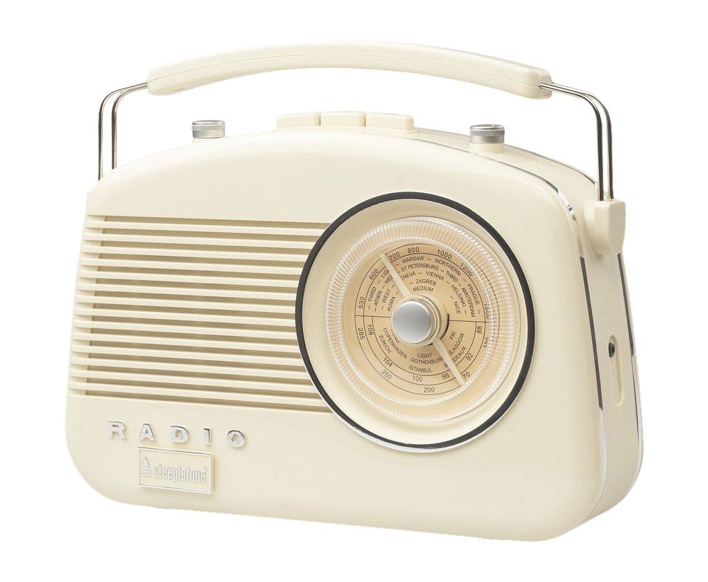 Steepletone Brighton 1950's Portable Retro Style Rotary Radio Beige