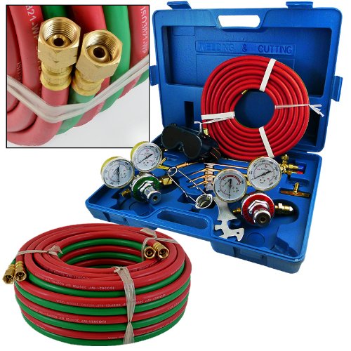 50FT Twin Rubber Welding Hose Victor Type Oxygen Acetylene Welding Cutting Torch Kit